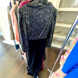 Bagdley Mischika  Black Sequin and Velvet Black tie event formal Size 6